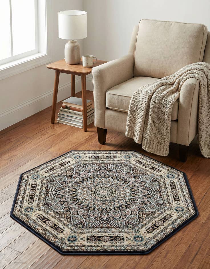 Detail image of 3' x 3' Nain Design Octagon Rug