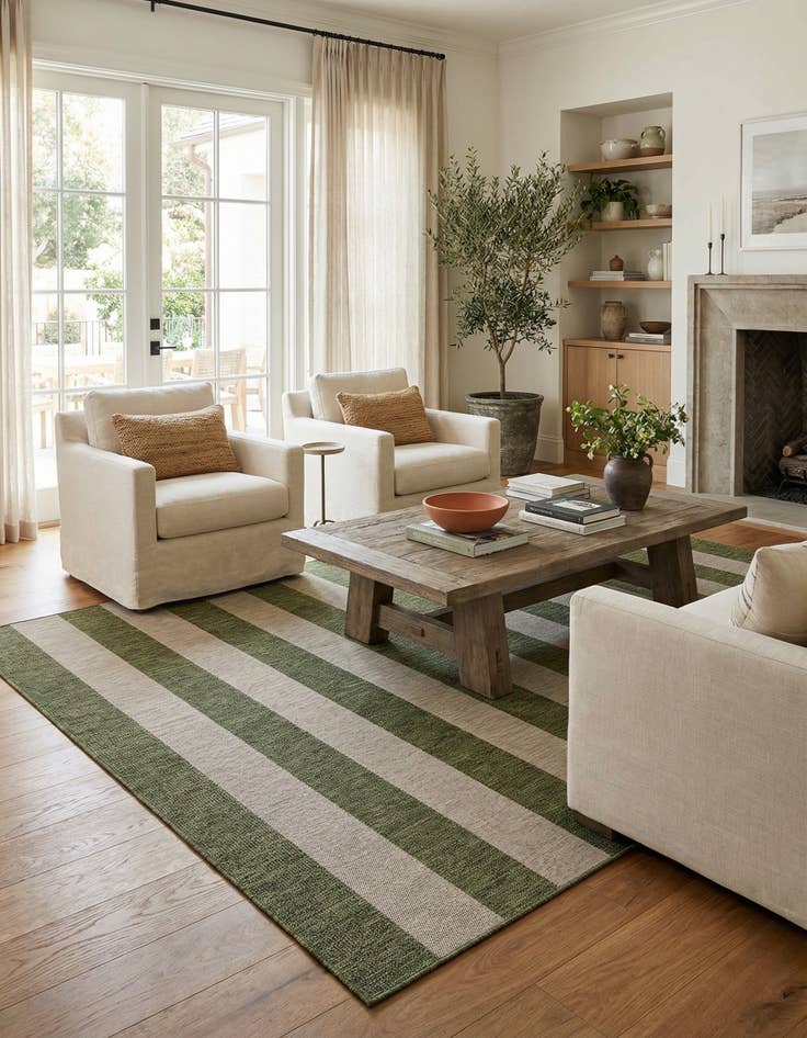 Detail image of 10' x 13'  Washable Striped Indoor / Outdoor Rug