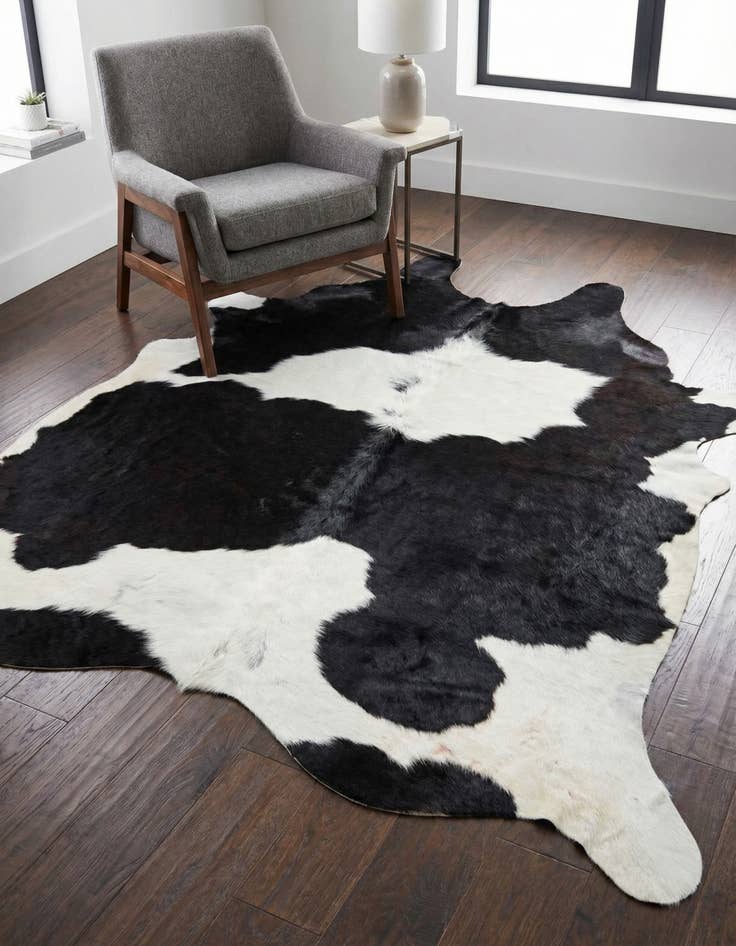 Detail image of 4' 11 x 5' 8 Cowhide Leather Square Rug
