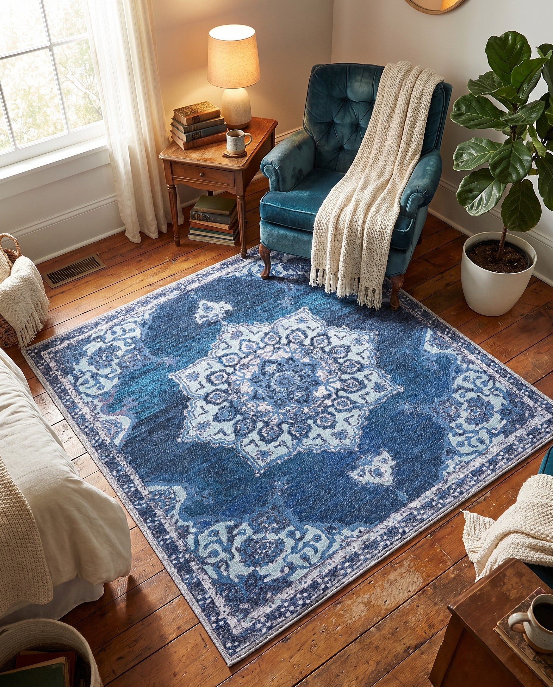5' 3 x 5' 3 Washable Renaissance Square Rug