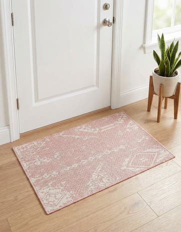 Pink Easy-Clean Bohemian Indoor / Outdoor Rug
