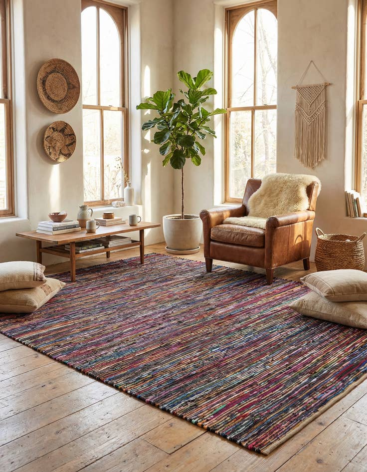 Detail image of 7' 10 x 10'  Hand Woven Chindi Cotton Rug