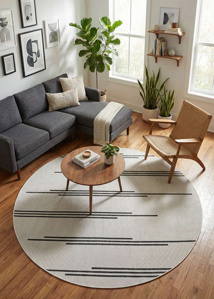6' x 6' Easy-Clean Modern Indoor / Outdoor Round Rug