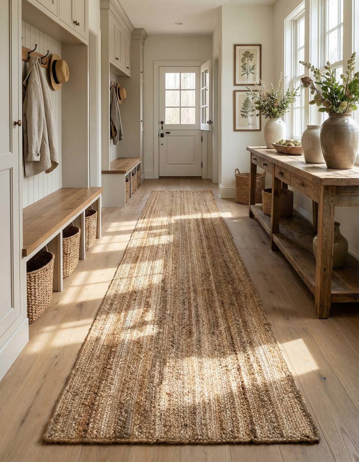 Detail image of 2' 7 x 16' 5  Hand Braided Jute Runner Rug