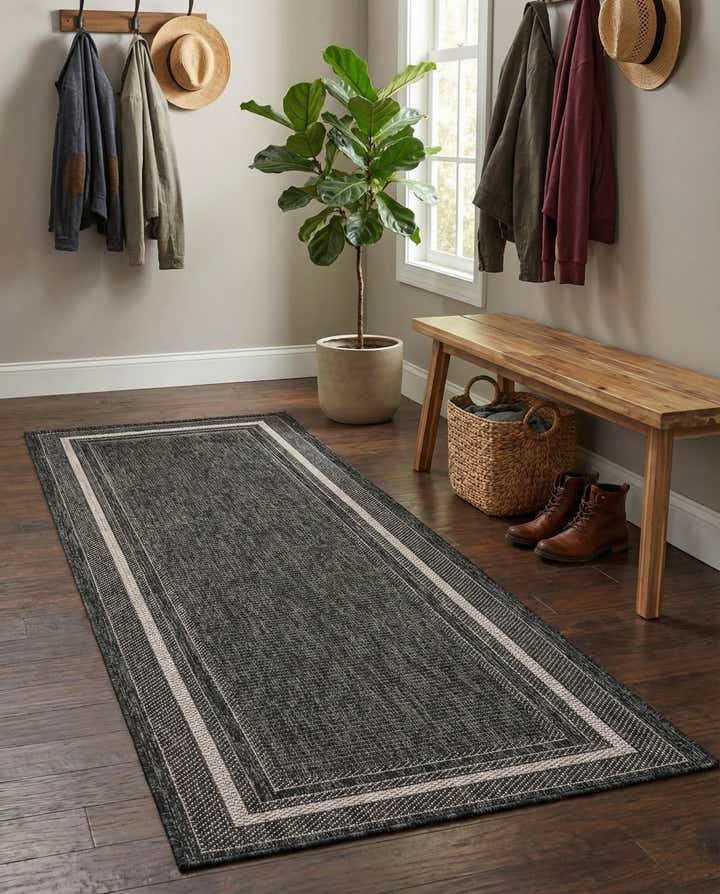 2' x 6' Easy-Clean Border Indoor / Outdoor Runner Rug