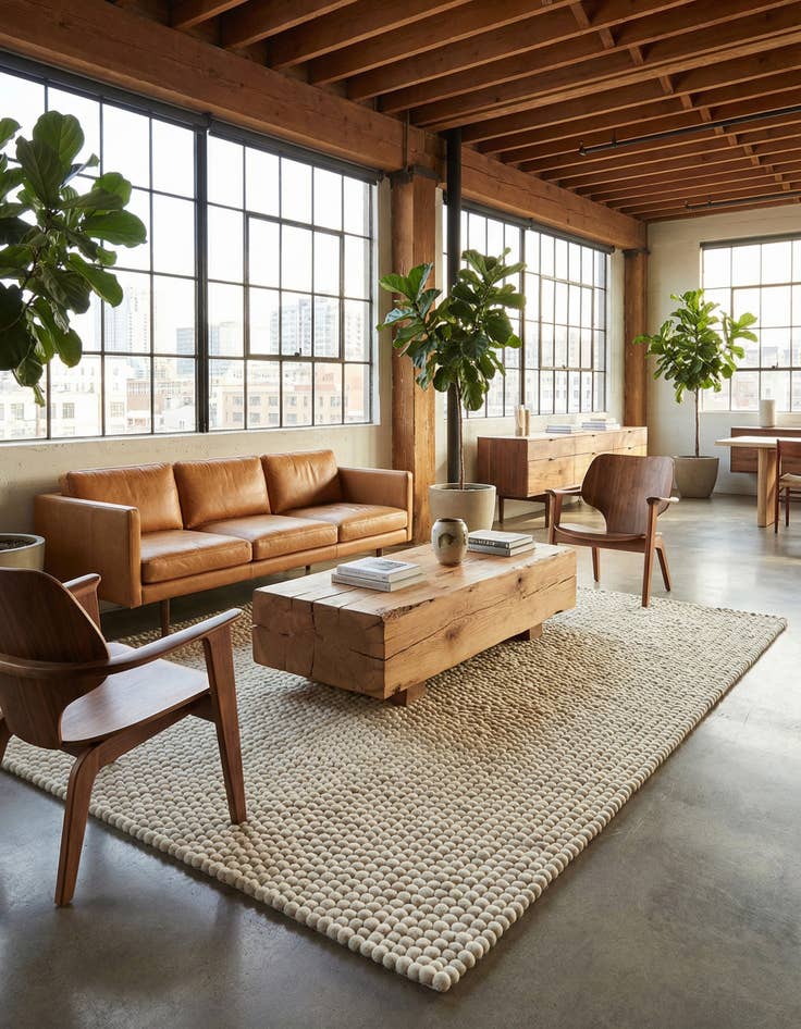 Detail image of 6' 1 x 9' Felt Ball Wool Rug