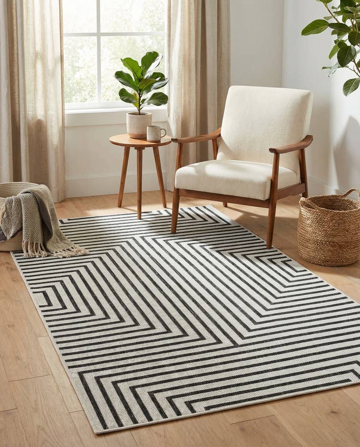 Detail image of 4' x 6' Easy-Clean Modern Indoor / Outdoor Rug