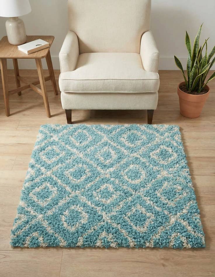 Detail image of 3' 3 x 3' 3 Trellis Shag Square Rug