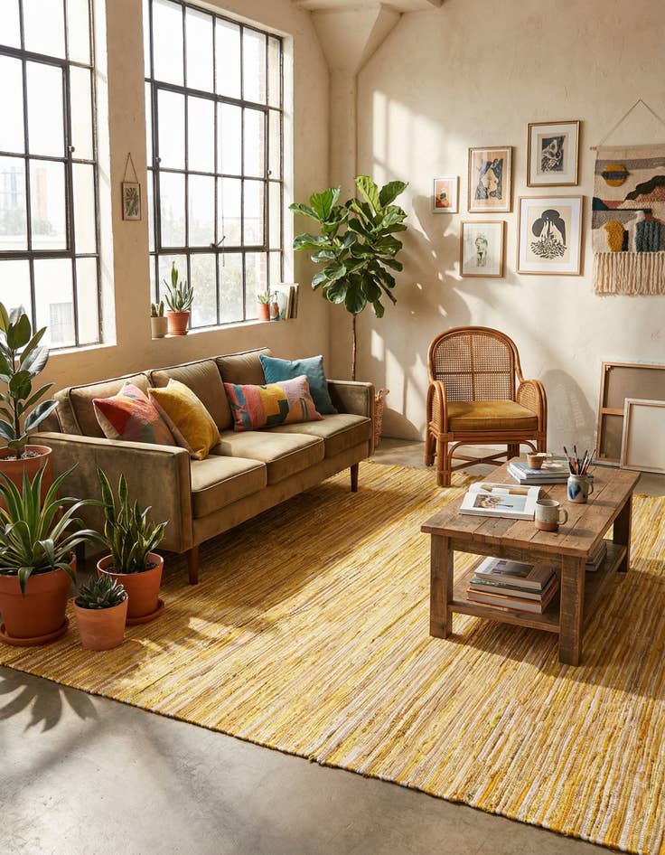 Detail image of 8' x 10' Hand Woven Chindi Cotton Rug