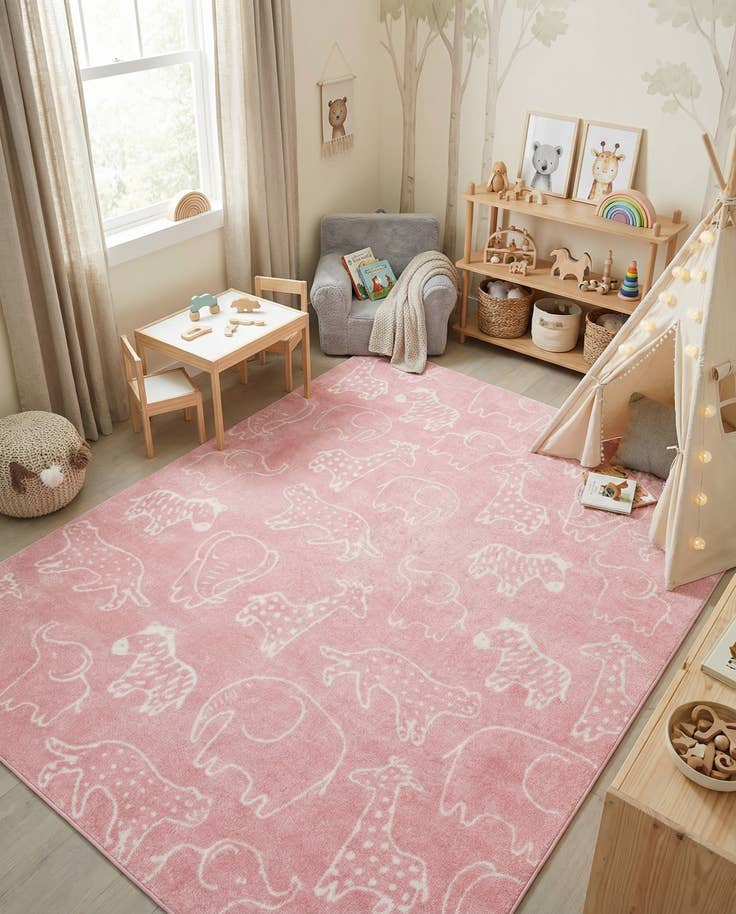 Detail image of 7' 10 x 10' Animals Whimsy Kids Rug