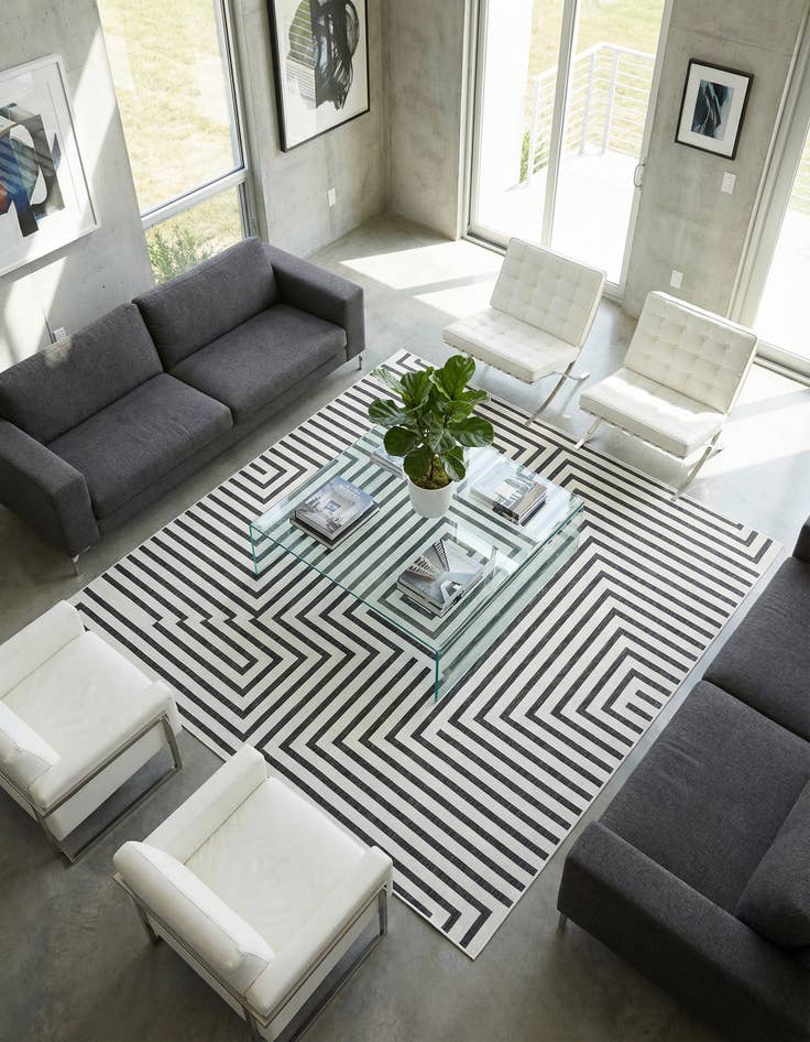 Detail image of 12' x 12'  Washable Modern Indoor / Outdoor Square Rug