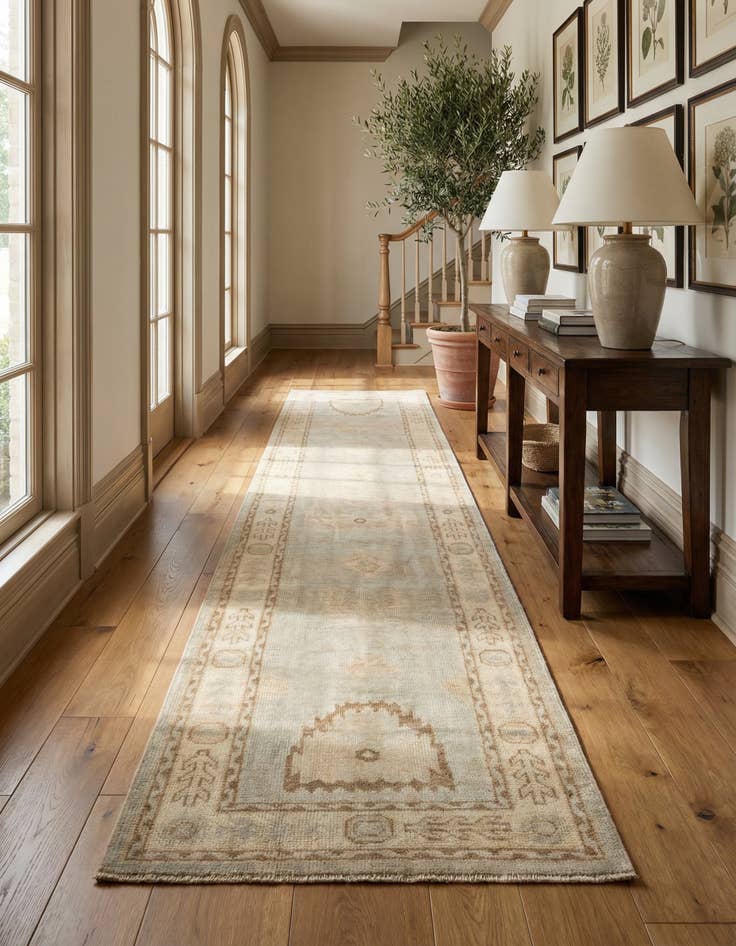 Detail image of 2' 10 x 10' 4 Hand Knotted Oushak Wool Runner Rug