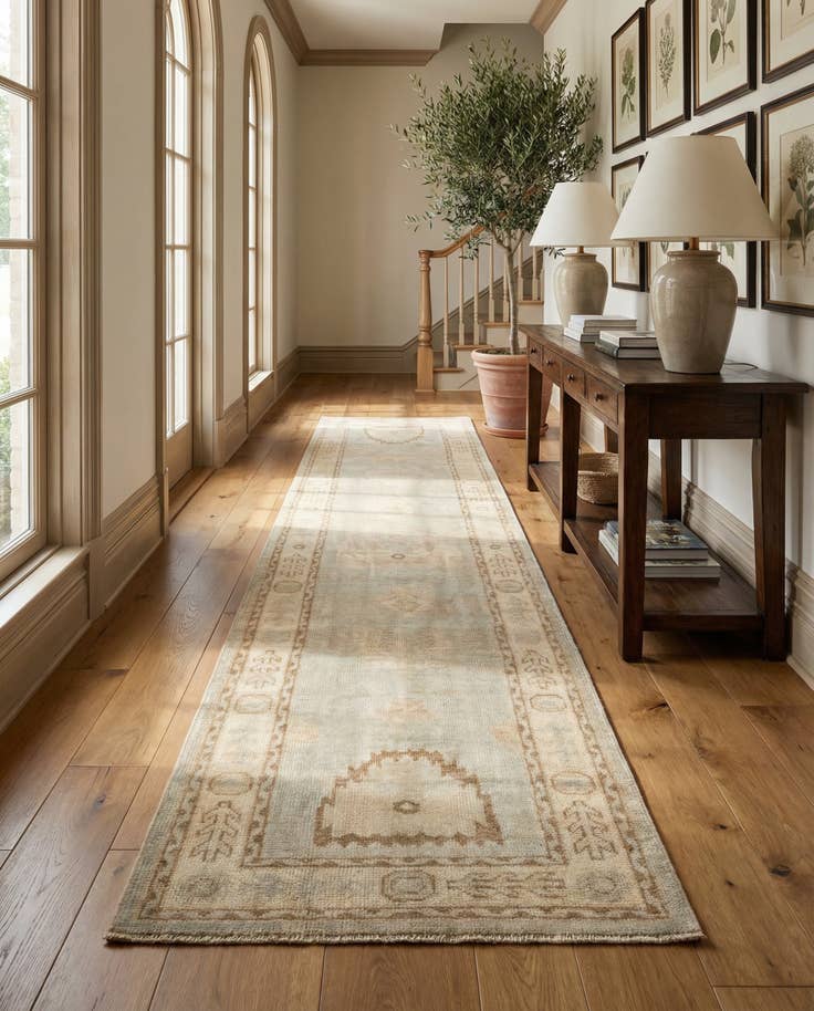 Detail image of 2' 10 x 10' 4 Hand Knotted Oushak Wool Runner Rug