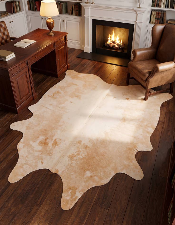 Detail image of 6' 4 x 6' 11 Cowhide Leather Square Rug