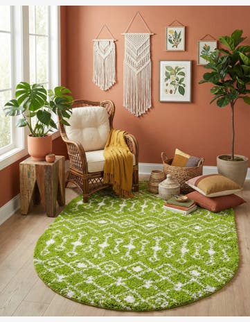 5' 3 x 8' Moroccan Trellis Shag Oval Rug