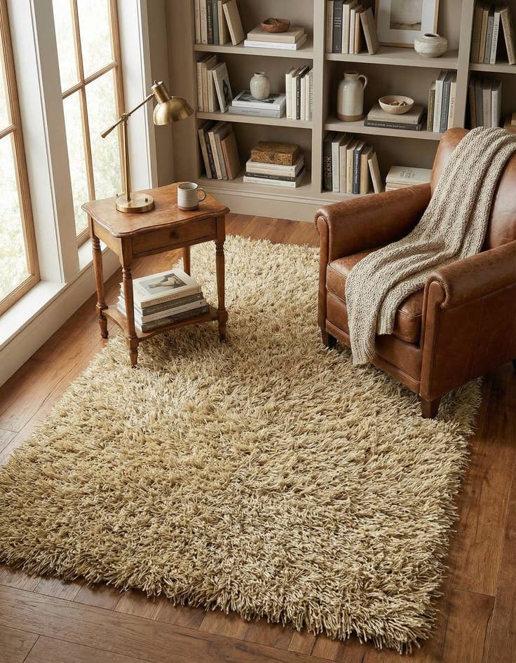 Detail image of 3' 2 x 5' 4 Hand Knotted Solid Shag Oriental Rug