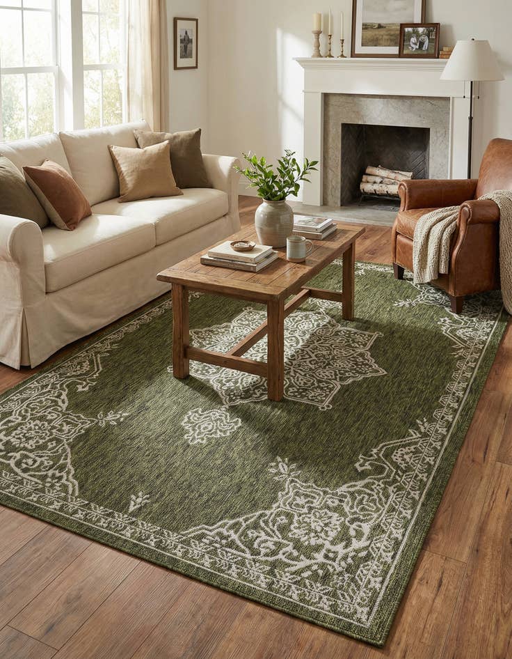 Detail image of 5' 3 x 8' Washable Traditional Indoor / Outdoor Rug