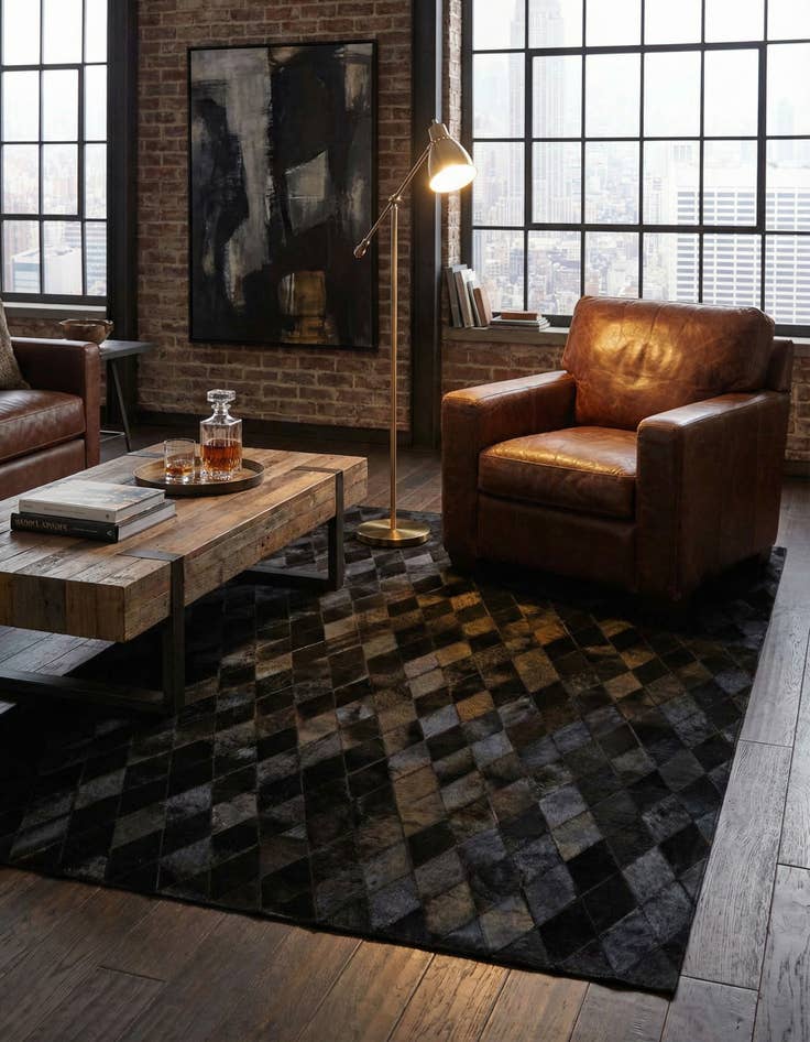 Detail image of 5' 1 x 7' 11 Cowhide Stocks Rug