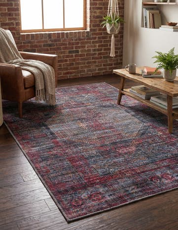 Red and Black Washable Mangata Rug