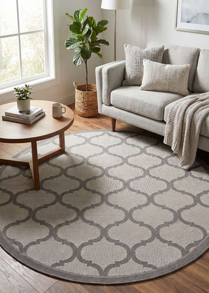 6' x 6' Easy-Clean Trellis Indoor / Outdoor Round Rug