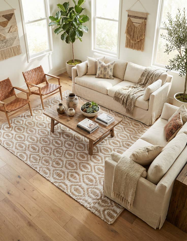 Detail image of 7' 1 x 10' Hand Woven Chindi Jute Rug