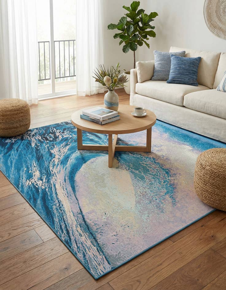 Detail image of 7' 10 x 7' 10  Washable Modern Indoor / Outdoor Square Rug