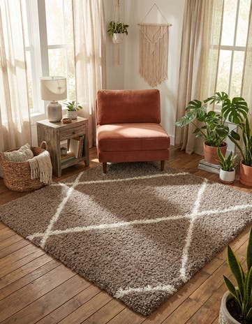 Khaki Infinity Shag Square Rug