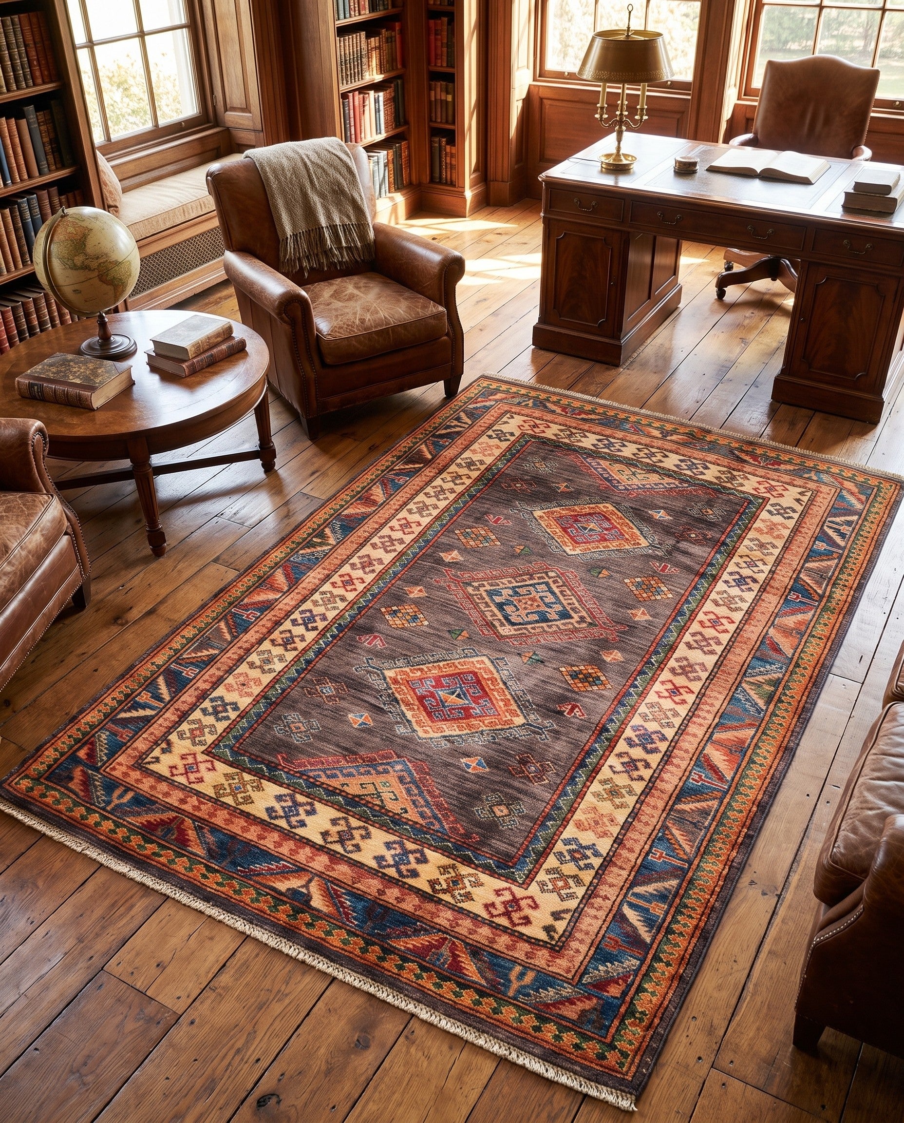 4' x 5' 9 Hand Knotted Kazak Rug