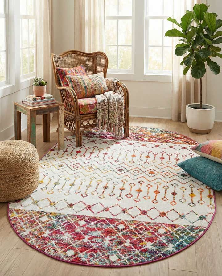 5' 3 x 8' Moroccan Trellis Oval Rug
