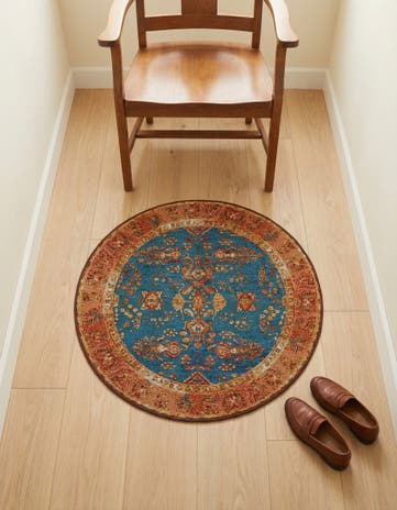 3' x 3' Easy-Clean Traditional Indoor / Outdoor Round Rug