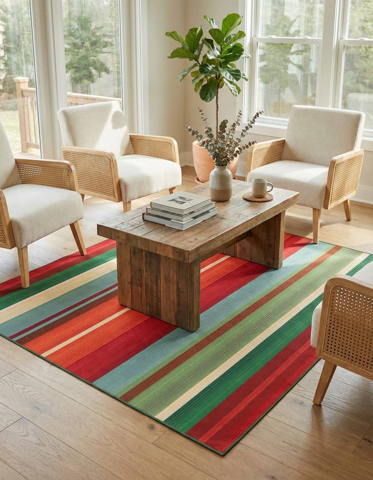 Detail image of 7' 10 x 7' 10 Washable Modern Indoor / Outdoor Square Rug