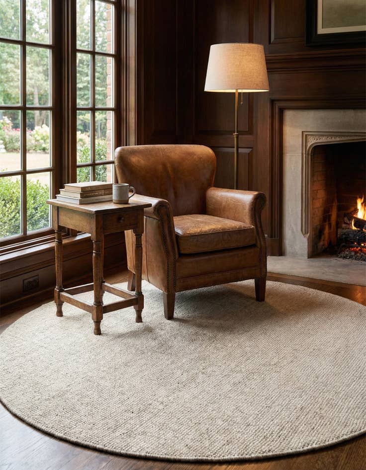 Detail image of 5' 3 x 5' 3  Hand Woven Jill Zarin English Manor Farmhouse Wool Round Rug