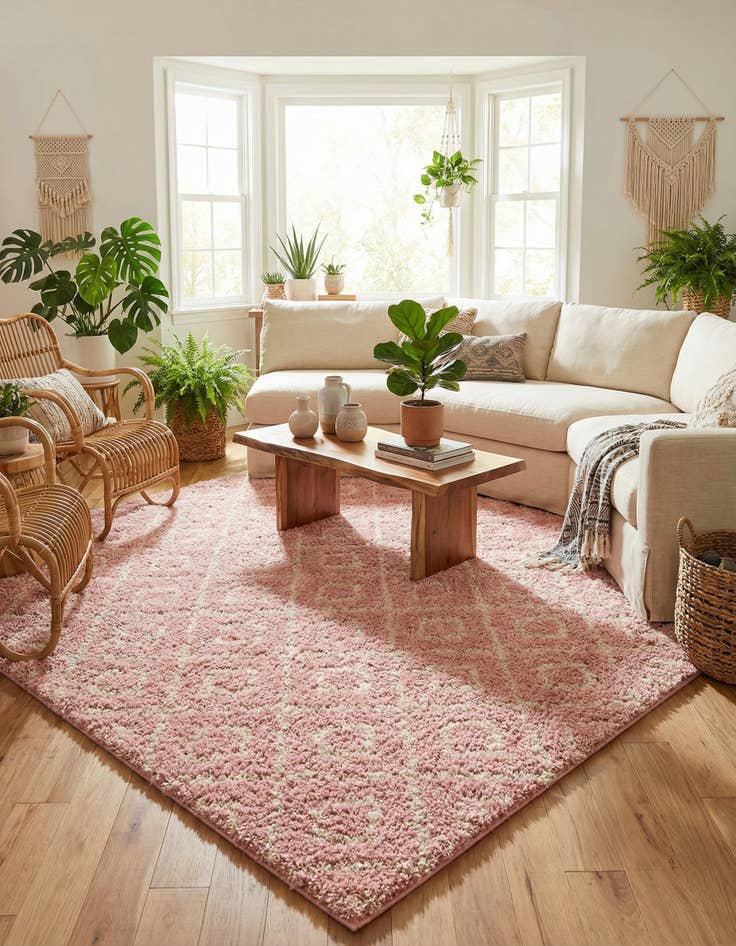 Detail image of 10' x 10' Lattice Shag Square Rug