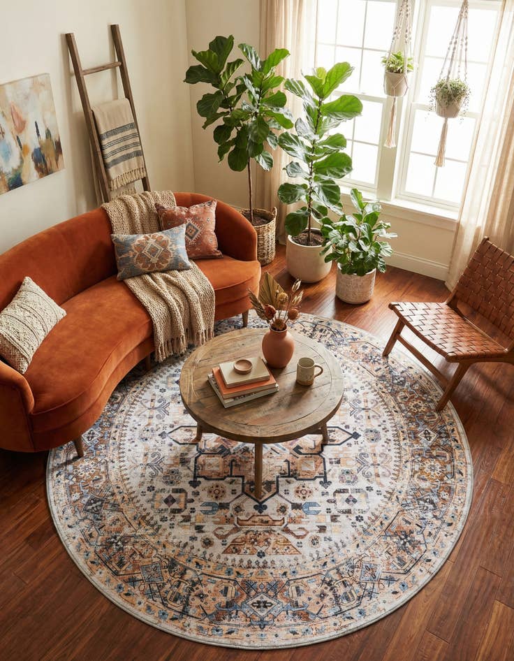 Detail image of 7' 1 x 7' 1  Washable Yara Round Rug