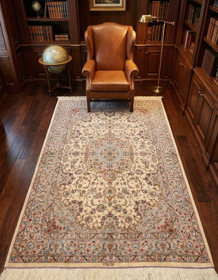 Detail image of 4' 3 x 6' 7 Ghom Silk Rug