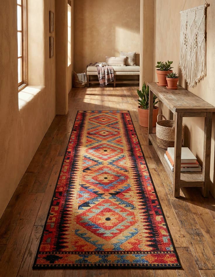 Detail image of 2' x 8'  Washable Tribal Indoor / Outdoor Runner Rug