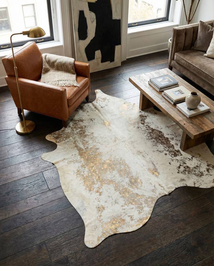 Detail image of 5' 11 x 6' 5 Cowhide Leather Rug