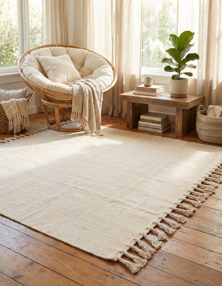 Detail image of 7' 1 x 7' 1  Hand Woven Chindi Cotton Square Rug