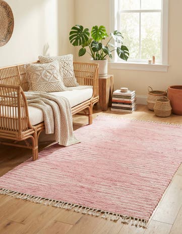 5' 1 x 8' Hand Woven Chindi Cotton Rug