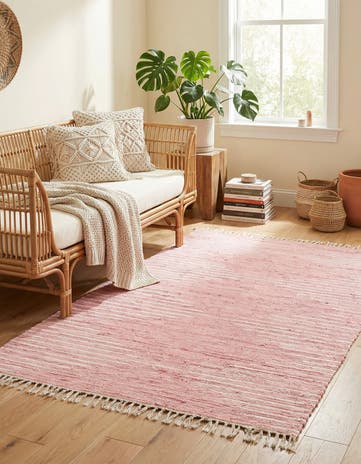 5' 1 x 8' Hand Woven Chindi Cotton Rug