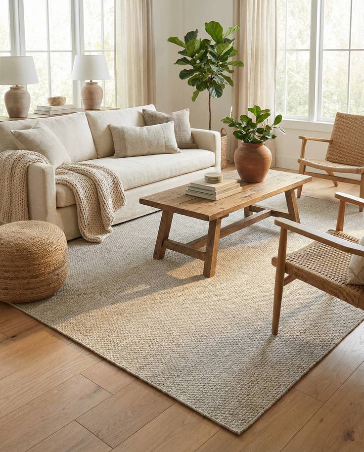 Detail image of 7' 10 x 10' Easy-Clean Solid Indoor / Outdoor Rug