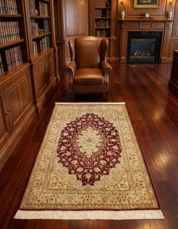 3' 4 x 4' 11 Ghom Silk Rug