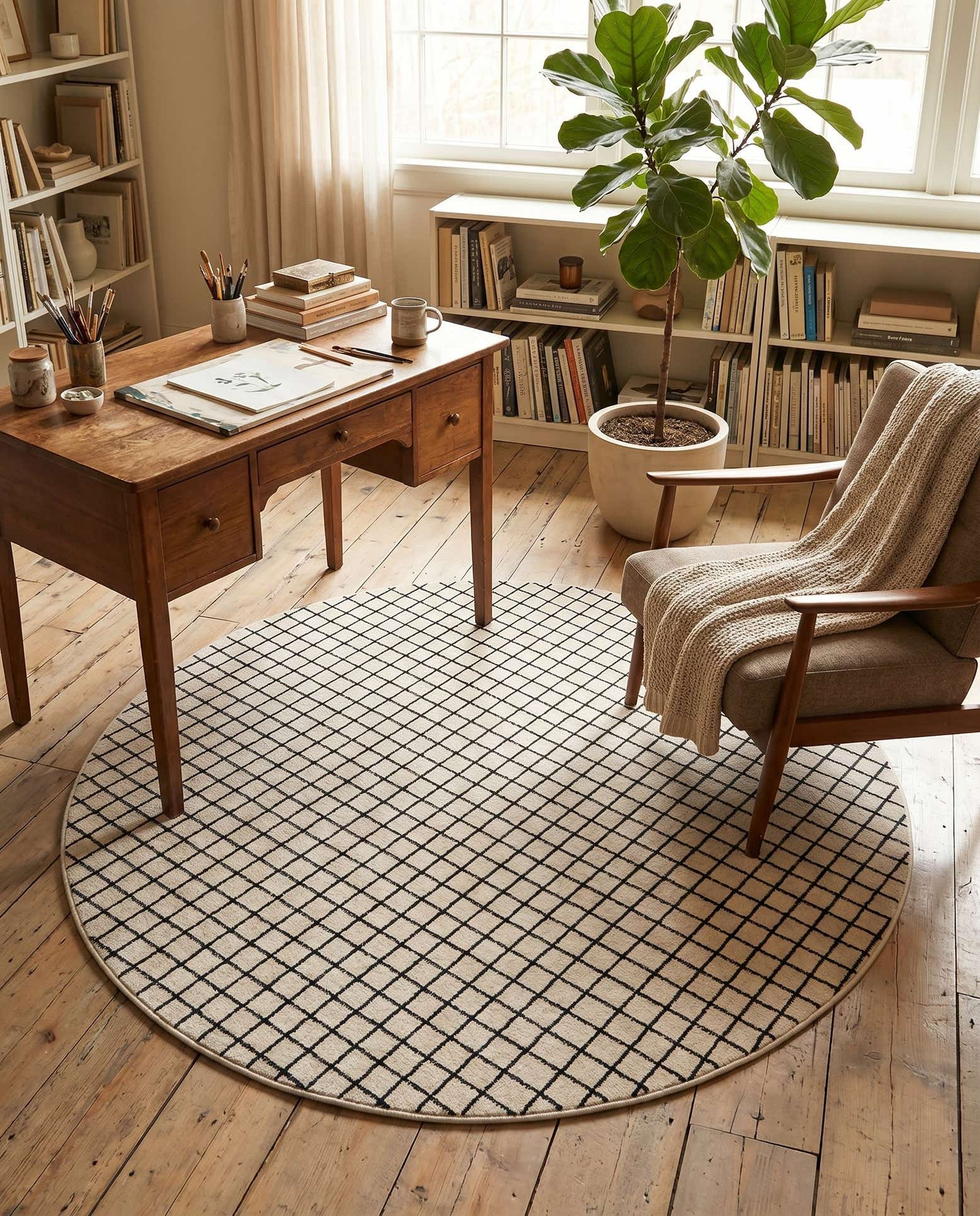 5' 1 x 5' 1 Heritage Line Wool Round Rug