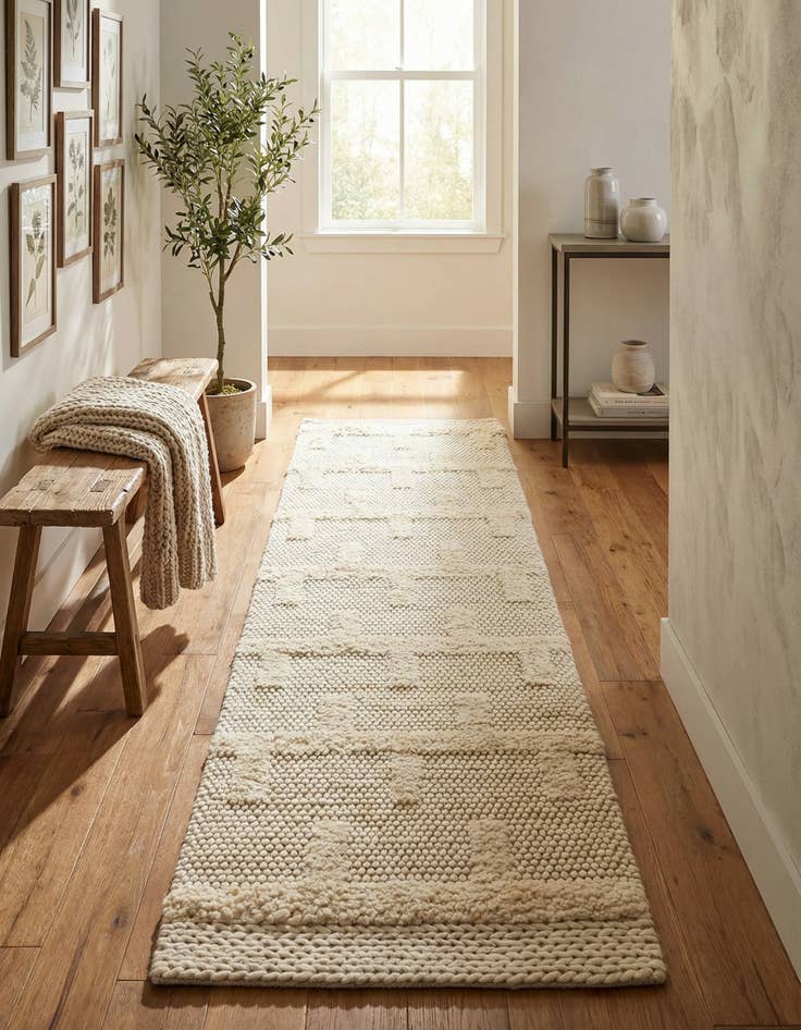 Detail image of 2' 7 x 10'  Hand Woven Lana New Zealand Wool Runner Rug