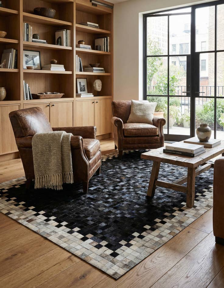 Detail image of 5' 1 x 8' Cowhide - Patchwork Rug