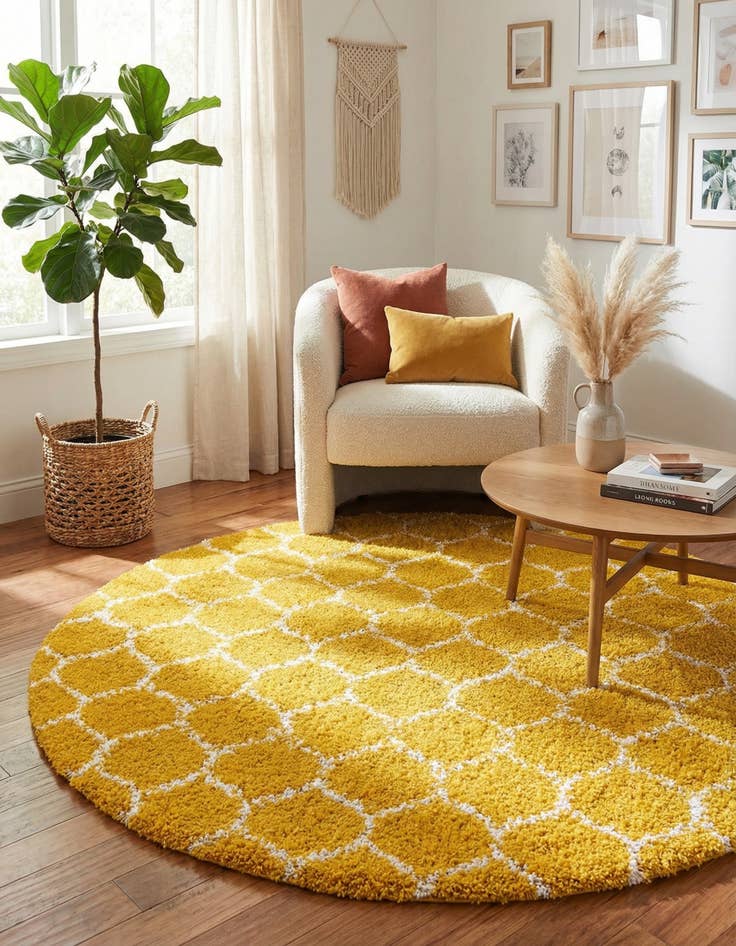 Detail image of 7' 10 x 7' 10 Trellis Shag Round Rug