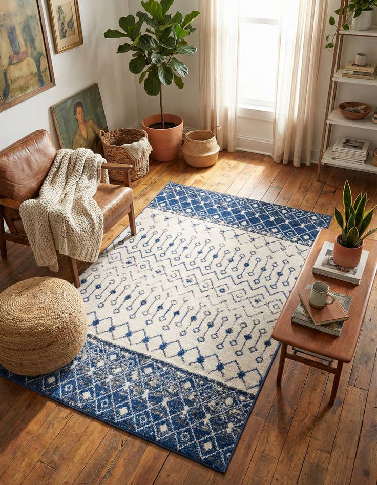 Detail image of 5' 3 x 8' Moroccan Trellis Rug