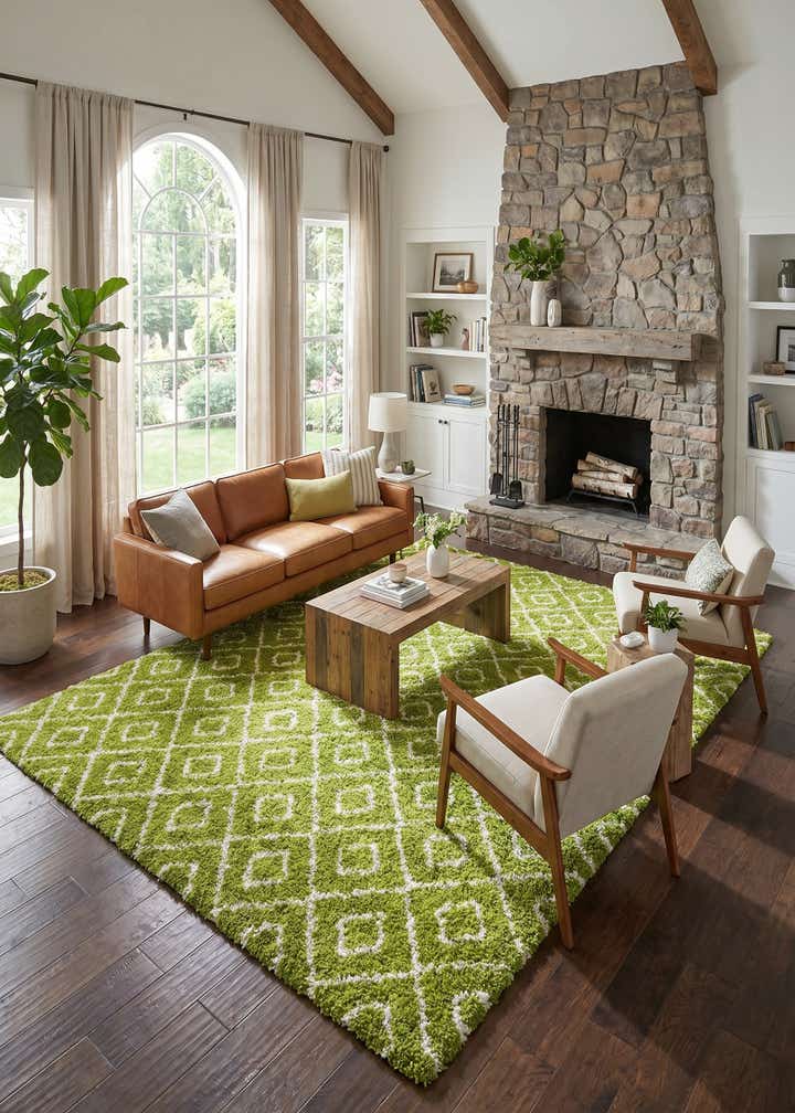 10' 8 x 14' Lattice Shag Rug