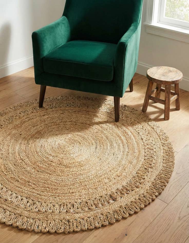 Detail image of 4' 1 x 4' 1  Hand Braided Jute Round Rug