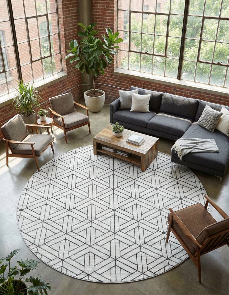 Detail image of  10' x 10' Lattice Trellis Round Rug